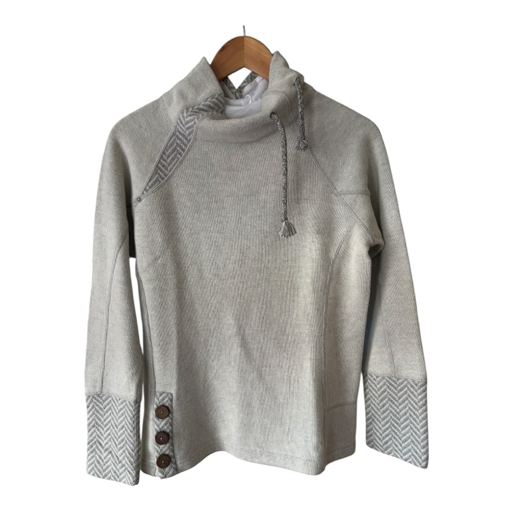 Prana The Lucia Wool Women's Natural Cream Sweater Button Accents Size M - Picture 8 of 12